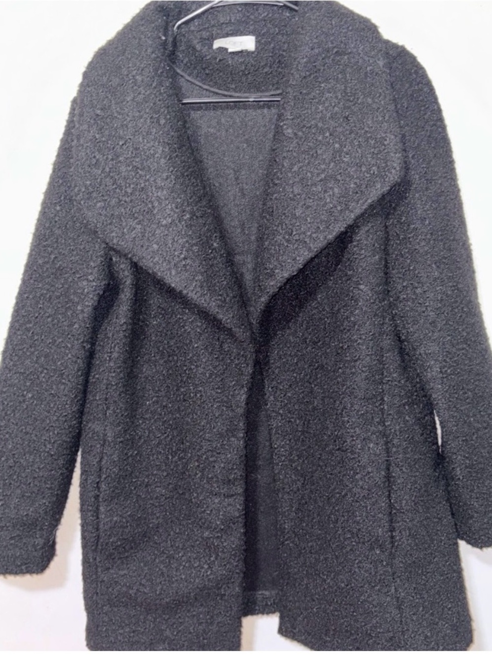 LOFT Black Teddy Bouclé Open-Front Jacket